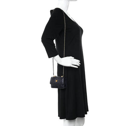 Chanel Shiny Lambskin Quilted Extra Mini Flap Navy Blue 2 of 10