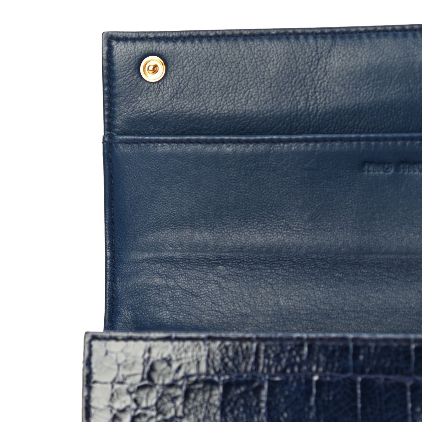 Patent Crocodile Embossed Saint Cocco Lux Continental Flap Wallet Bluette