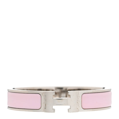 Hermes Enamel Narrow Clic Clac H Bracelet PM Rose Dragee 1 of 5