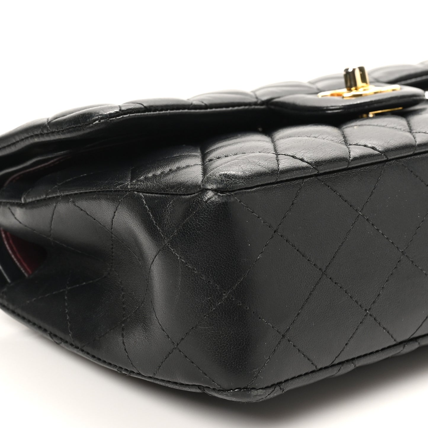 Lambskin Quilted Small Double Flap Black