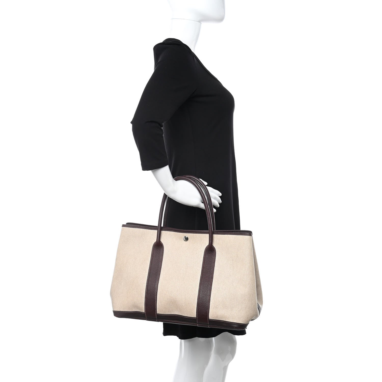 Hermes Buffle Skipper Toile Garden Party 36 MM Tote Marron Fonce 2 of 13