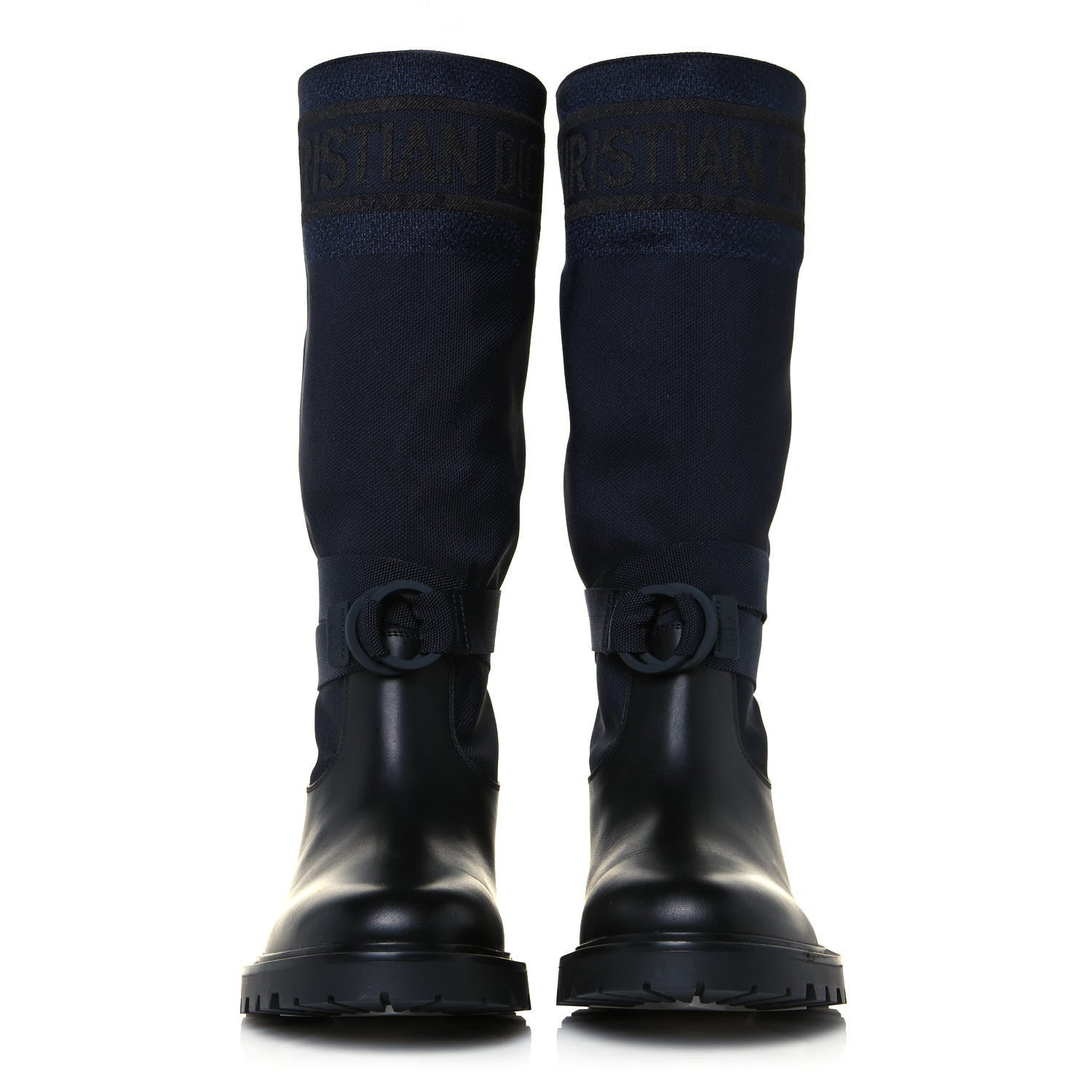 Christian Dior Technical Fabric Calfskin D-Major Boots 38.5 Black Blue 2 of 7