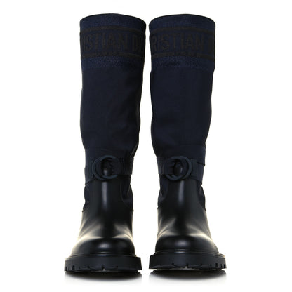 Christian Dior Technical Fabric Calfskin D-Major Boots 38.5 Black Blue 2 of 7