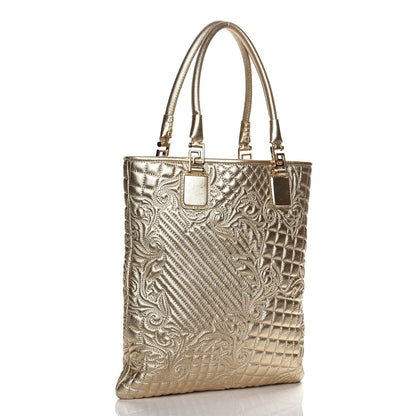 Versace Metallic Nappa Barocco Quilted Vanitas Tote Gold 3 of 10