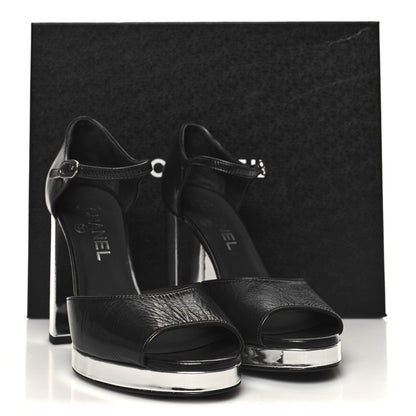 Chanel Shiny Lambskin Sandals 38.5 Black 9 of 9