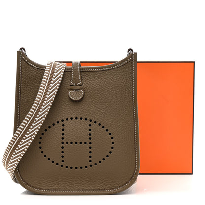 Hermes Taurillon Clemence Amazone Sangle Cavale Evelyne TPM Etoupe Gris Pale 11 of 11