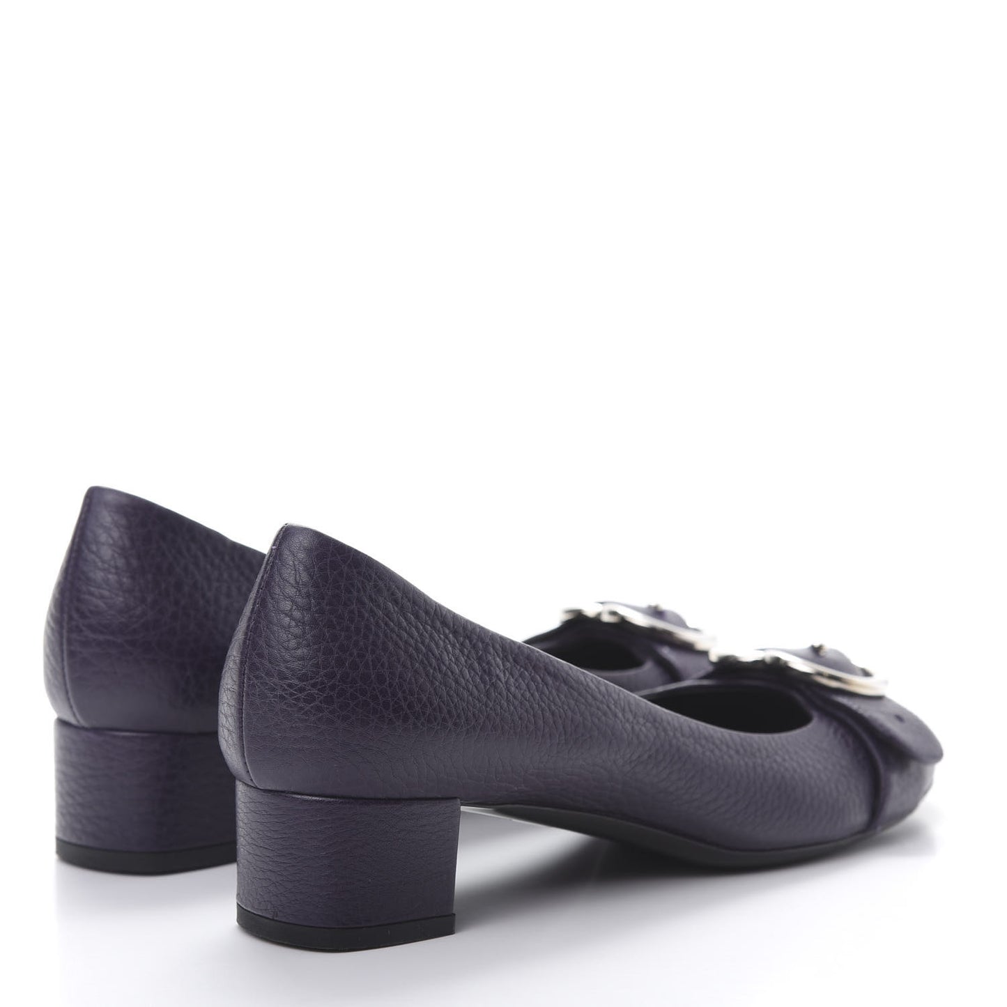 Calfskin GG Buckle Mid Heel Pumps 36.5 Deep Purple