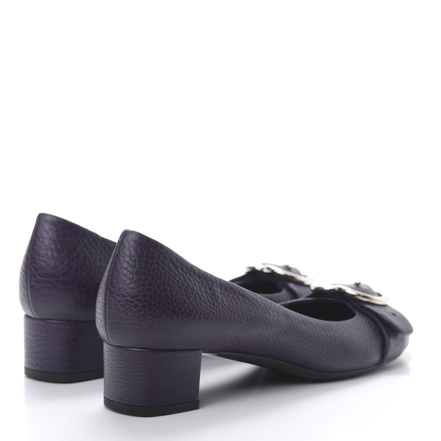 Gucci Calfskin GG Buckle Mid Heel Pumps 36.5 Deep Purple 4 of 10