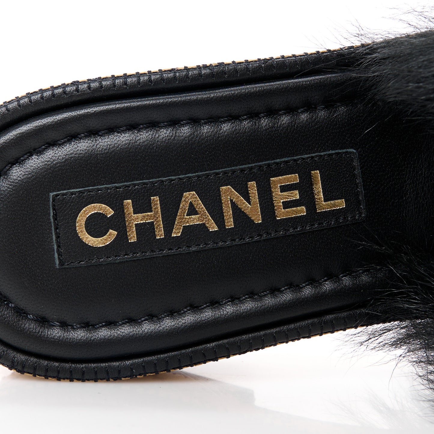 Shearling Lambskin CC Mules Sandal 40 Black White