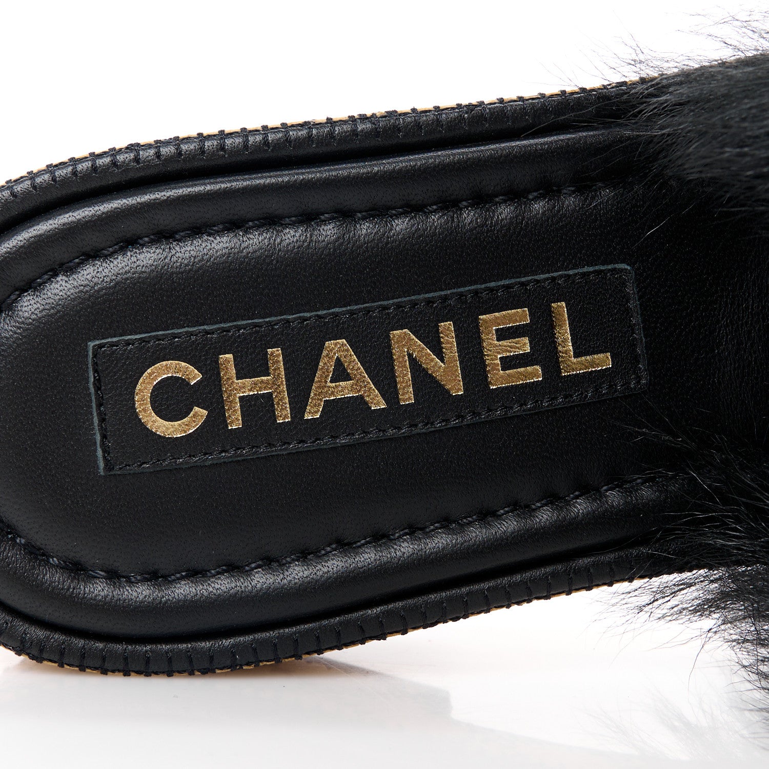 Chanel Shearling Lambskin CC Mules Sandal 40 Black White 7 of 8