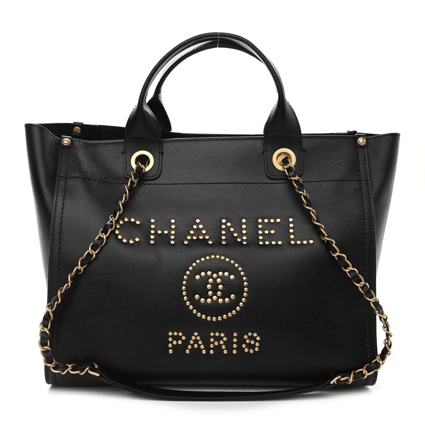 Caviar Small Studded Deauville Tote Black