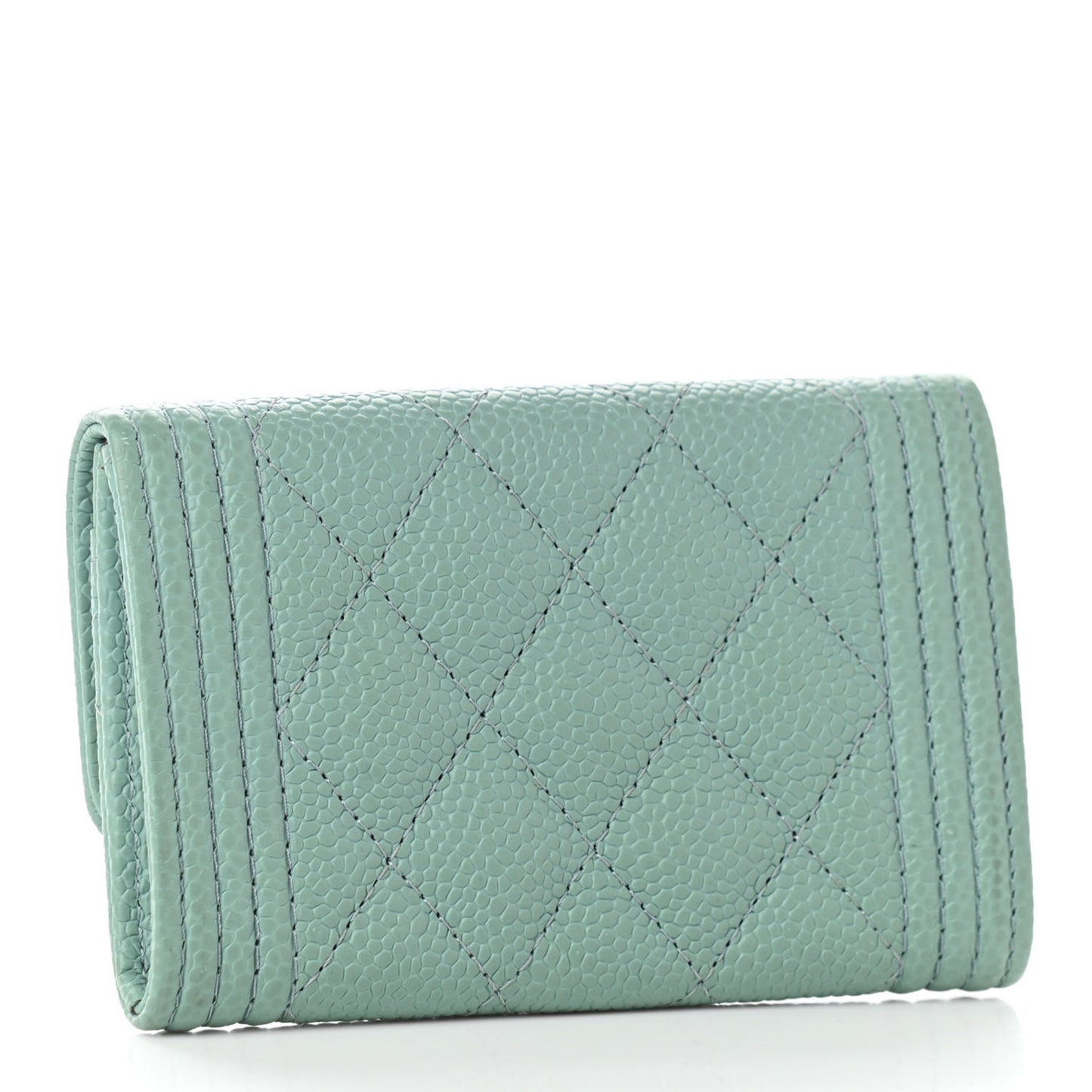 Caviar Quilted Boy Flap Card Holder Light Blue