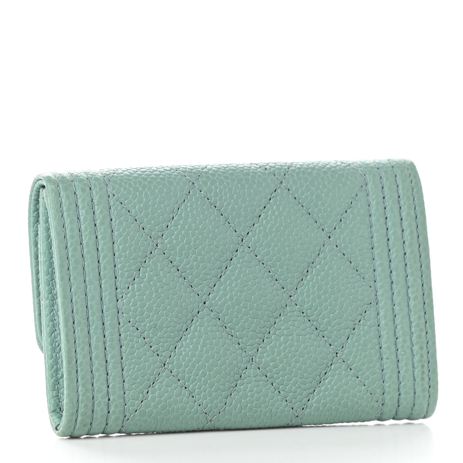 Chanel Caviar Quilted Boy Flap Card Holder Light Blue 3 of 9