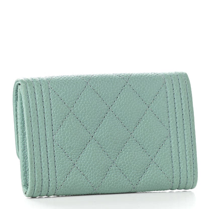 Chanel Caviar Quilted Boy Flap Card Holder Light Blue 3 of 9