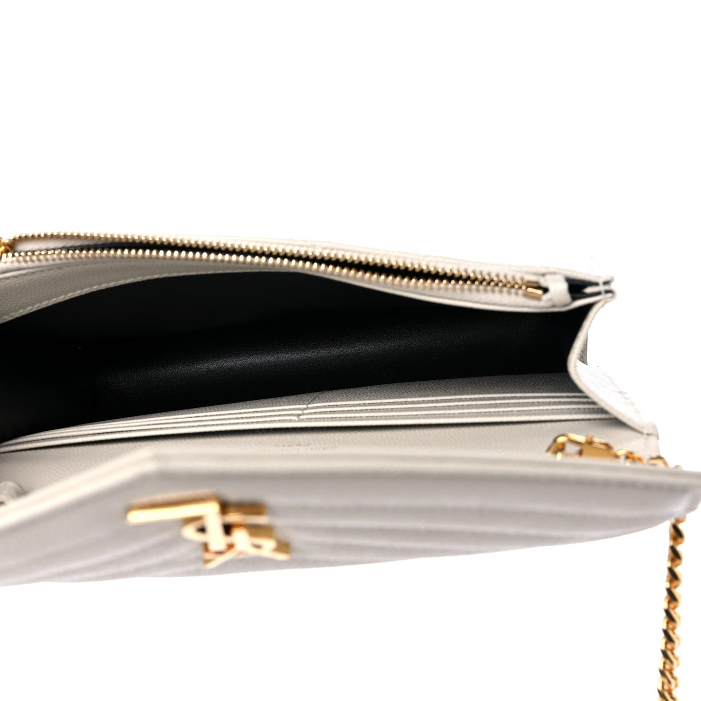 Grain De Poudre Matelasse Chevron Cassandre Envelope Chain Wallet Crema Soft