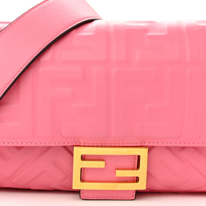Fendi Nappa FF 1974 Embossed Baguette Rosa Fluo 8 of 12