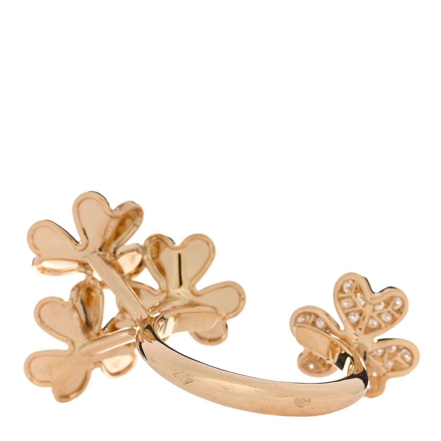 18K Yellow Gold Diamond Frivole Between The Finger Half Pave Ring 51 5.75