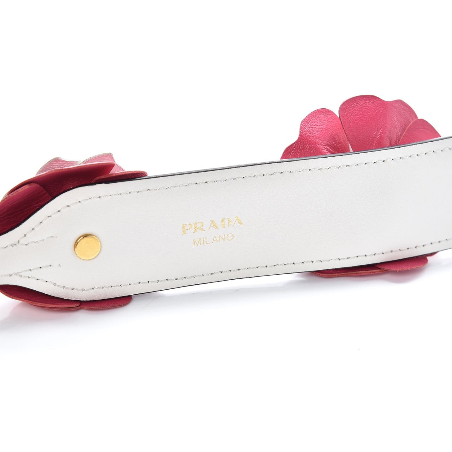 Calfskin Flower Shoulder Strap Pink White