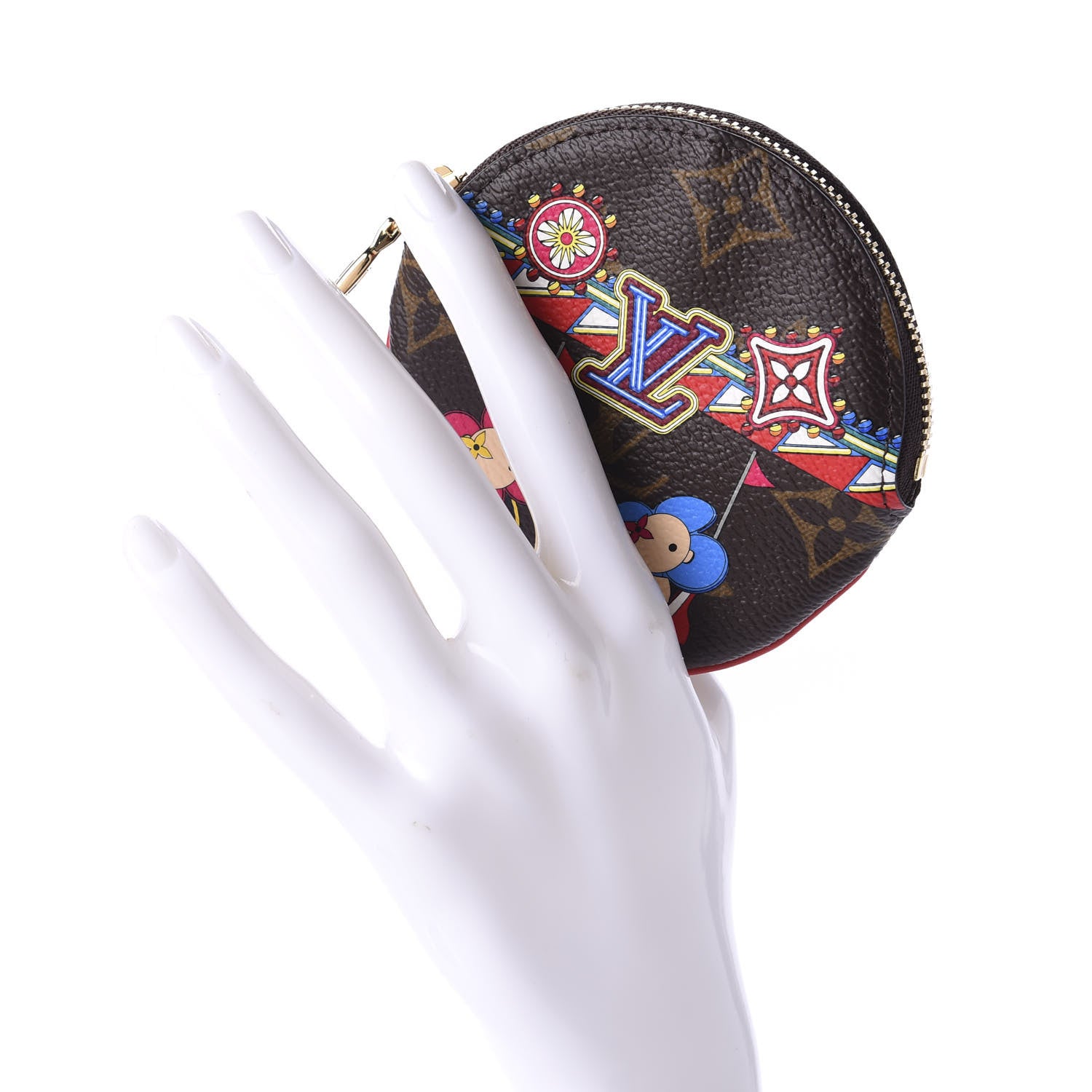 Louis Vuitton Monogram 2020 Christmas Animation Bumper Cars Round Coin Purse Coquelicot 2 of 8
