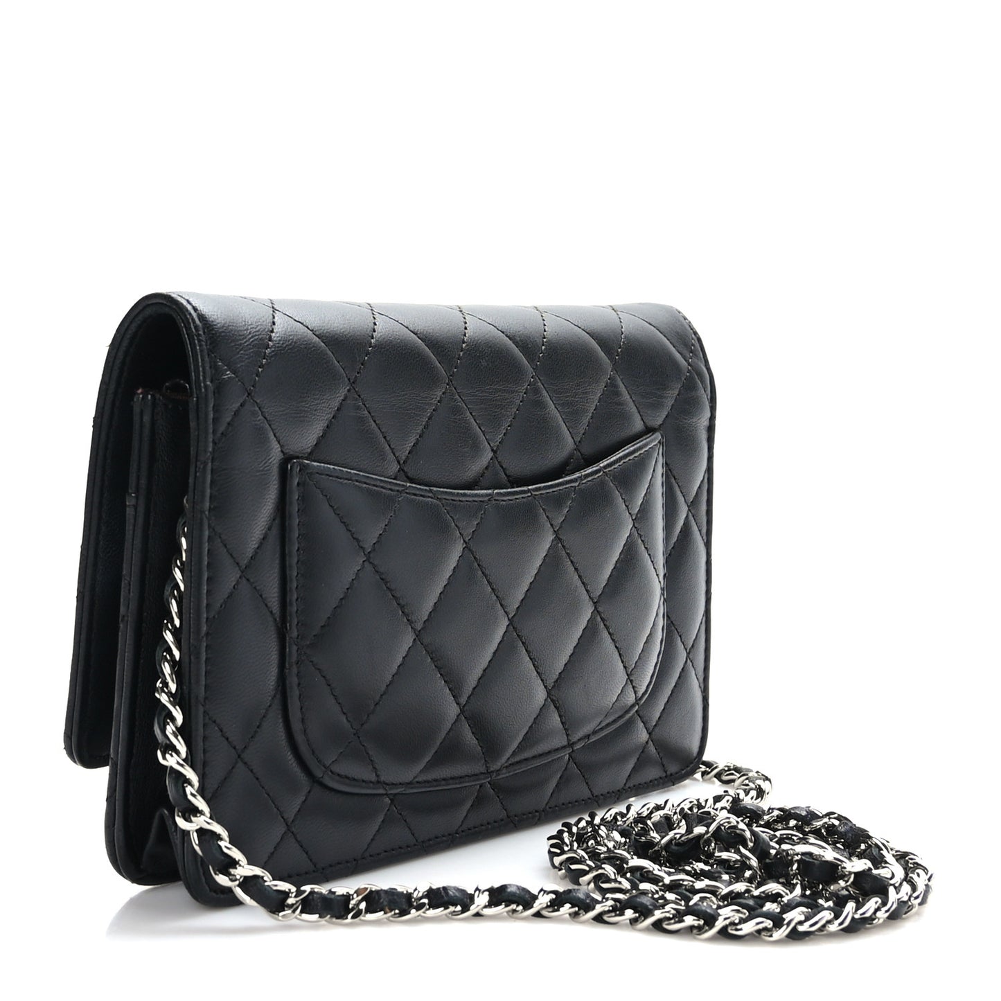 Lambskin Quilted Wallet On Chain WOC Black