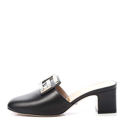 Gucci Malaga Kid Crystal Square G Madelyn Mules 36.5 Black 1 of 9