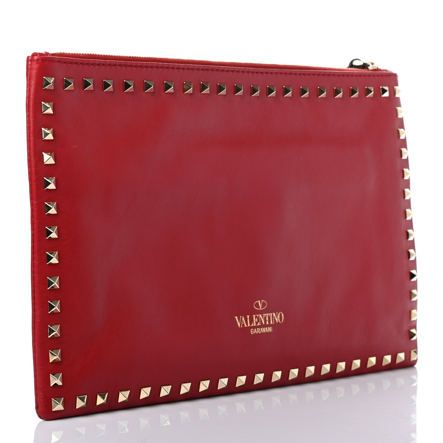 Valentino Garavani Vitello Large Rockstud Zip Wristlet Pouch Rosso Valentino 3 of 8