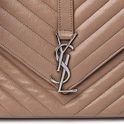 Saint Laurent Sheepskin Matelasse Chevron Monogram Medium College Bag Fard 10 of 12