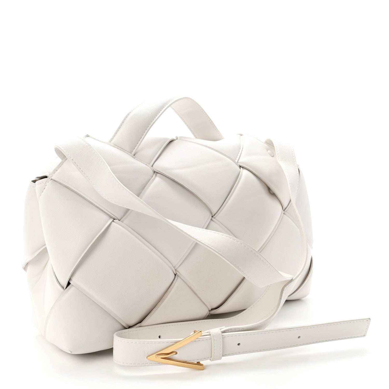Bottega Veneta Nappa Intreccio Padded Top Handle Shoulder Bag White 5 of 30
