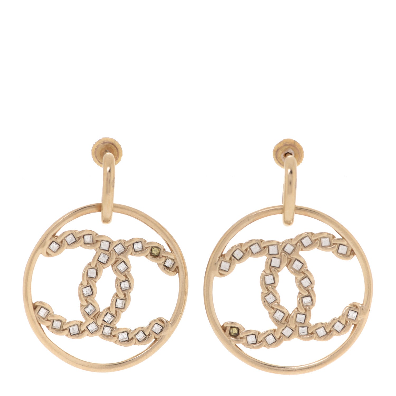 Chanel Baguette Crystal High Society CC Drop Earrings Gold 1 of 5