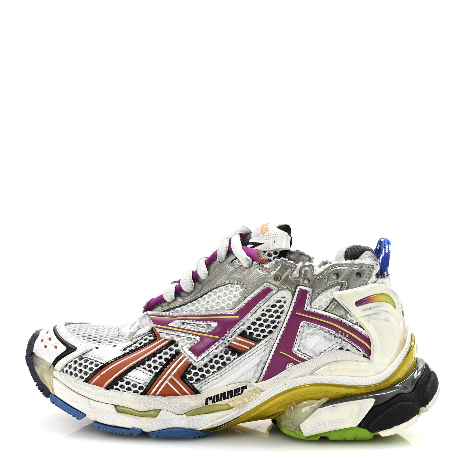 Balenciaga Mesh Rubber Distressed Runner Sneakers 36 Multicolor 1 of 9