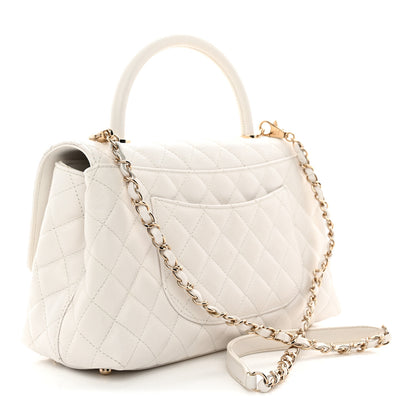 Chanel Caviar Quilted Small Coco Handle Flap White 3 of 11