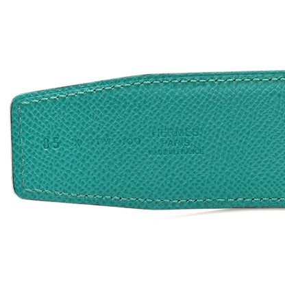 Hermes Epsom 32mm H Belt 85 34 Bleu Indigo Vert Verrone 5 of 6