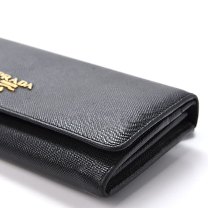 Prada Saffiano Metal Continental Flap Wallet Black 6 of 8