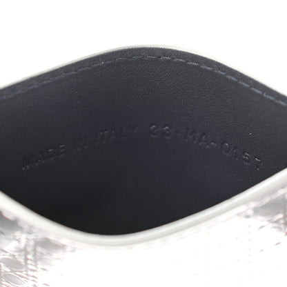 Christian Dior Metallic Patent Micro-Cannage Lady Dior Card Holder Silver 6 of 7