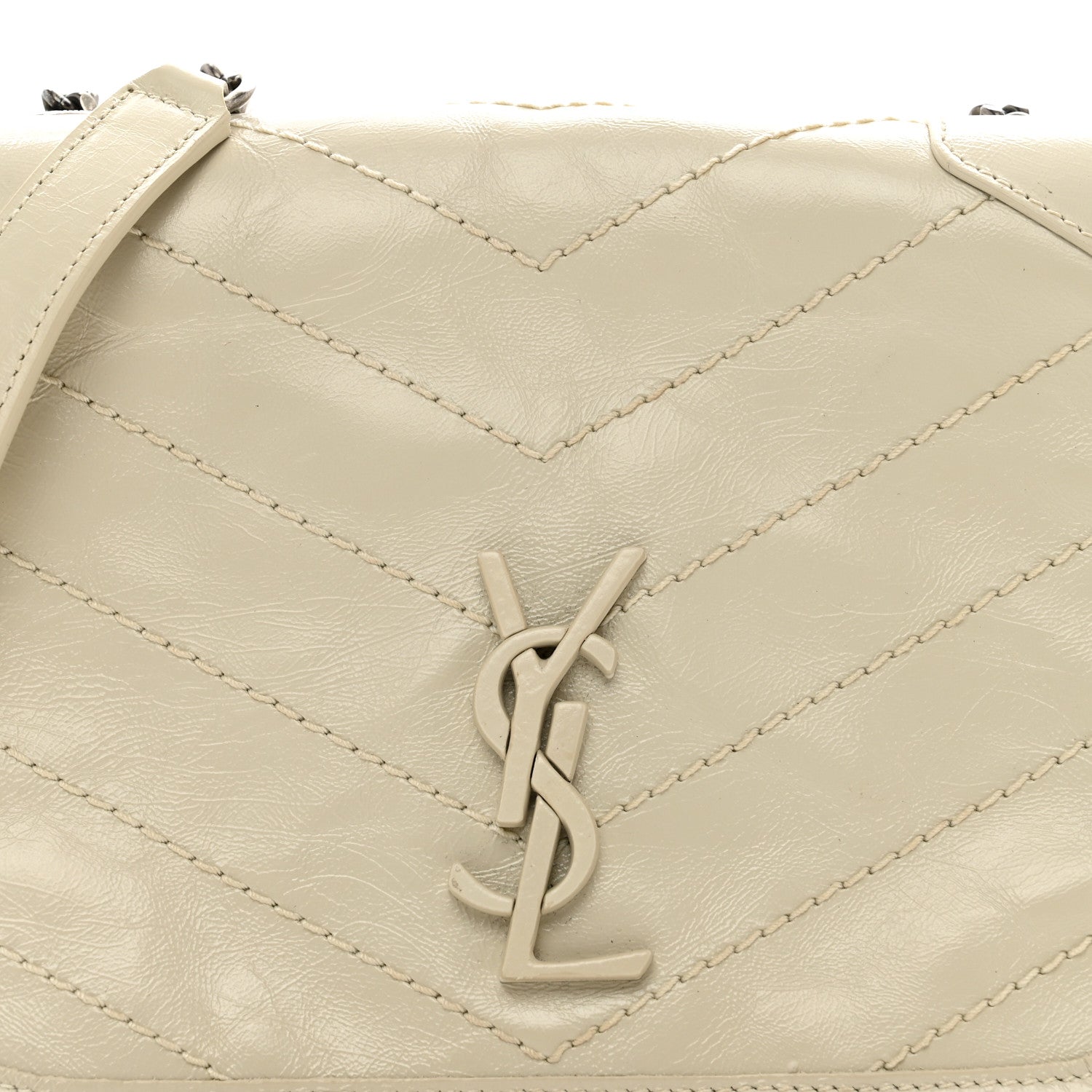 Saint Laurent Crinkled Calfskin Matelasse Monogram Niki Chain Wallet Crema Soft 5 of 10