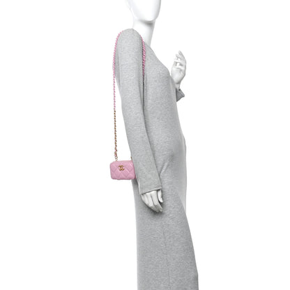 Chanel Lambskin Quilted Mini Lacquered Chain Clutch Pink 2 of 10