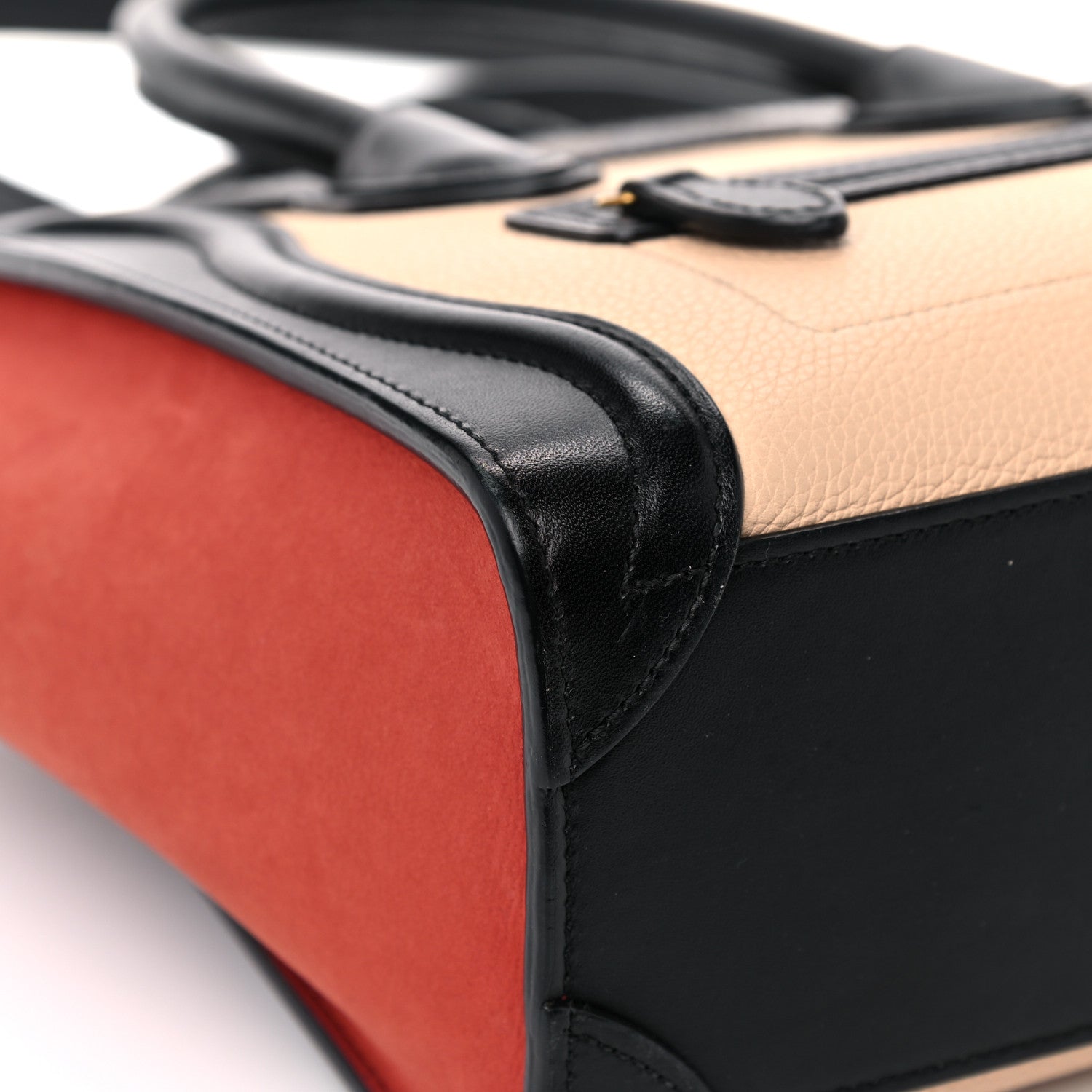 Celine Drummed Calfskin Nubuck Nano Tri-Color Luggage Ruby 11 of 19