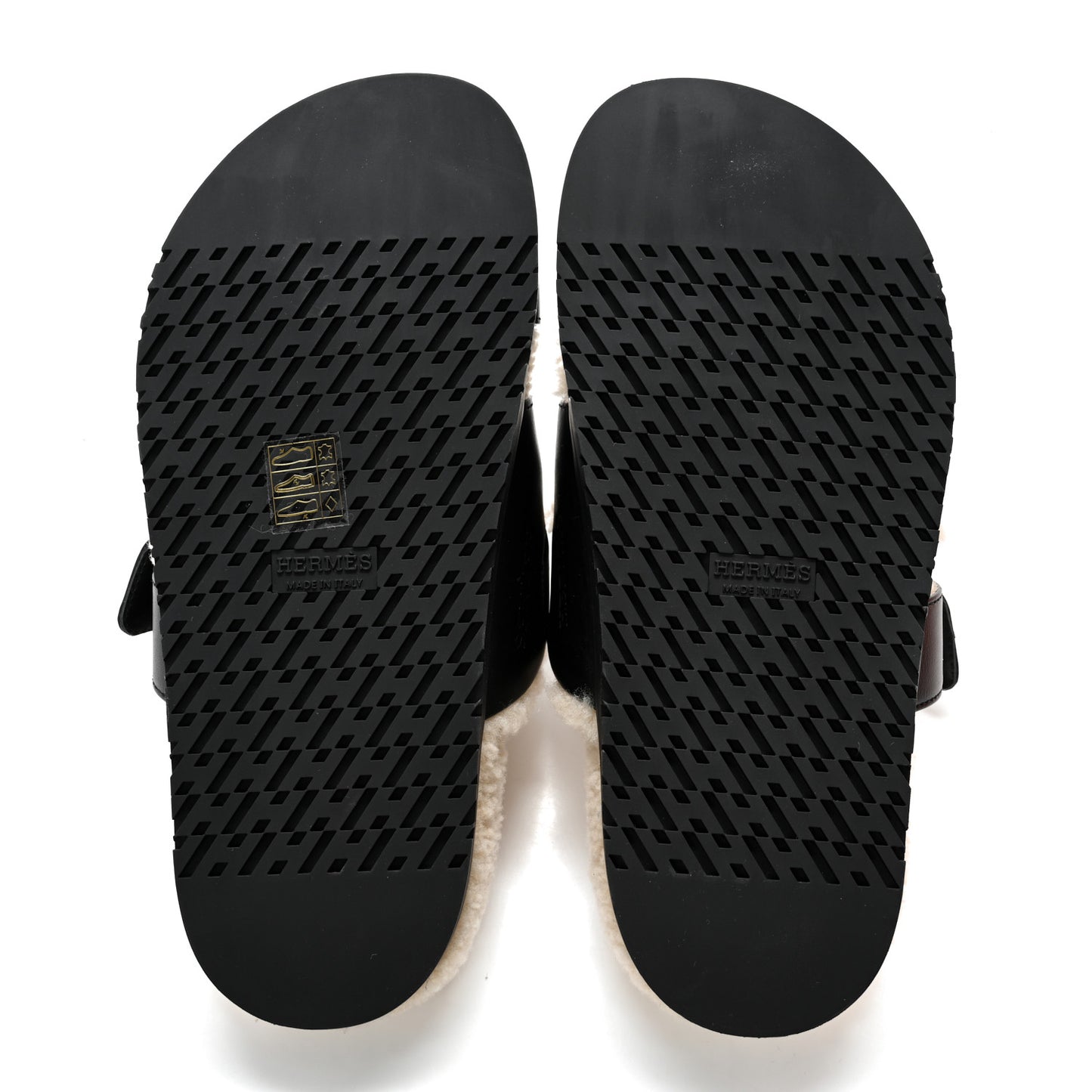 Calfskin Woolskin Womens Chypre Sandals 36 Black Ecru