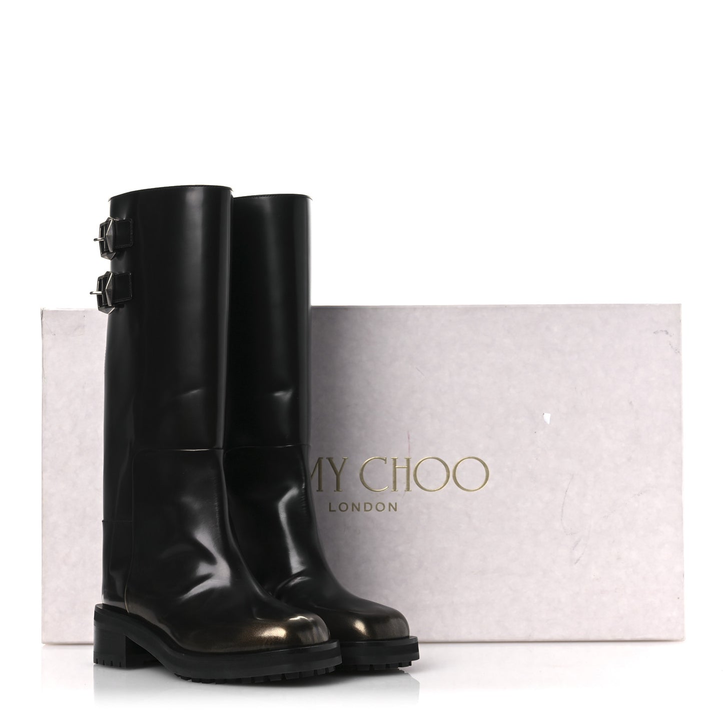 Burnished Brushed Calfskin Brooklyn 50 Boots 36.5 Black Gold