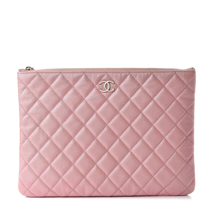 Chanel Iridescent Caviar Quilted Medium Cosmetic Case Rose Pink 1 of 9