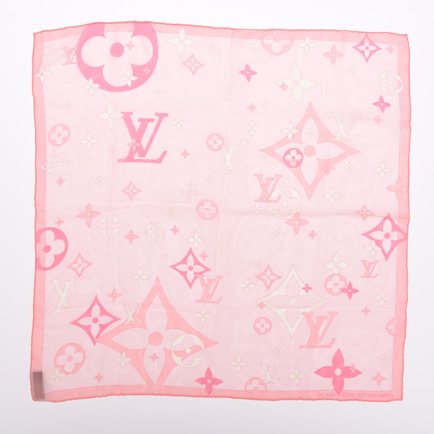 Silk Crepe Monogram Scarf Pink