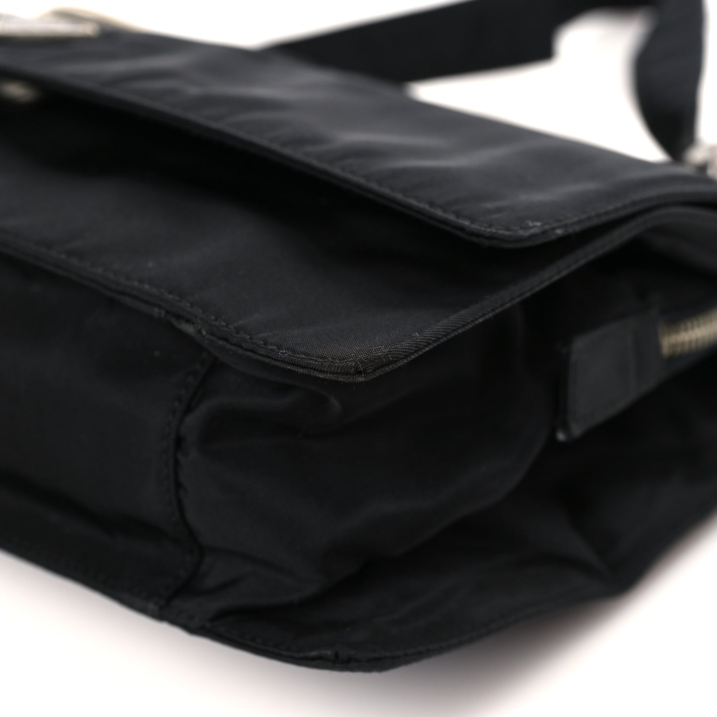 Tessuto Nylon Flap Shoulder Bag Black