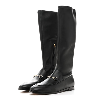 Gucci Nappa Horsebit Jordan Knee High Boots 40 Black 3 of 7