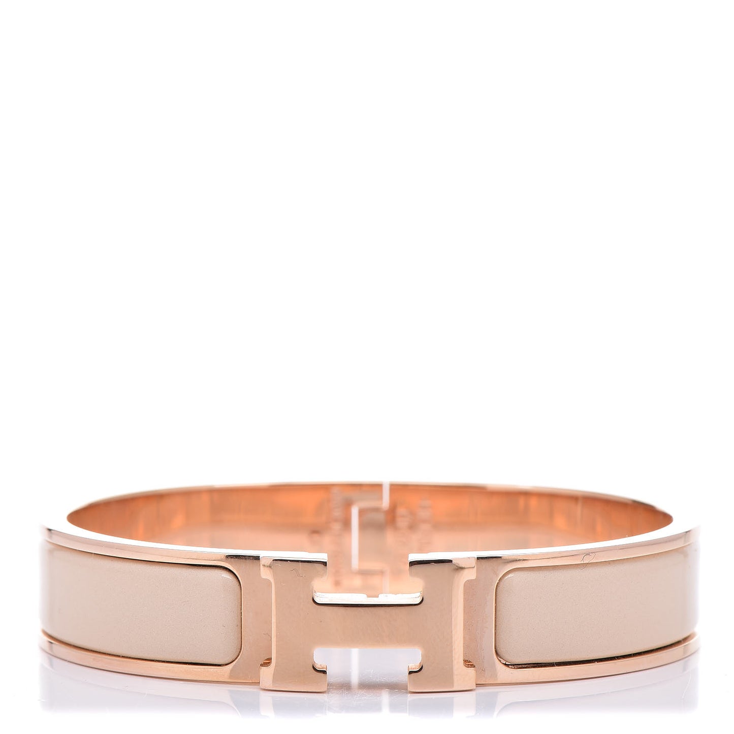 Narrow Enamel Clic Clac H Bracelet PM Beige Nacre