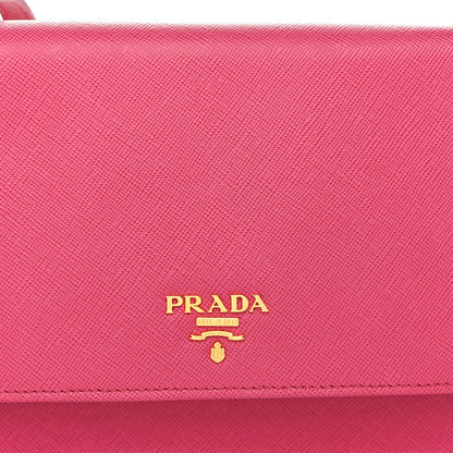 Prada Saffiano Metal Mini Crossbody Wallet Ibisco 8 of 11
