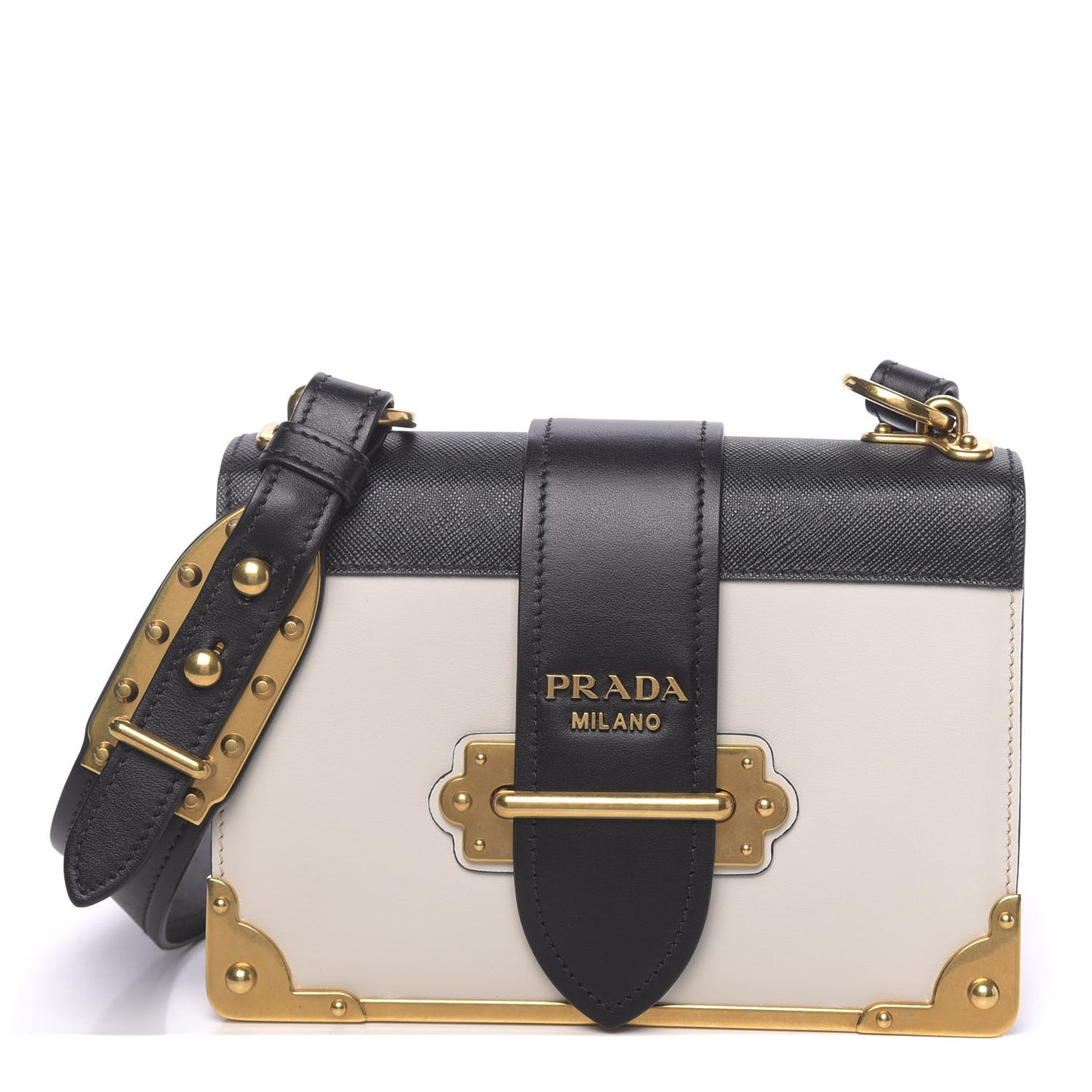 City Calfskin Saffiano Cahier Bag White Black