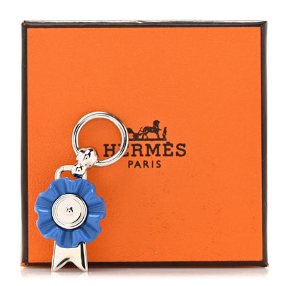 Hermes Palladium Charms Flot Twilly Ring Blue 4 of 4