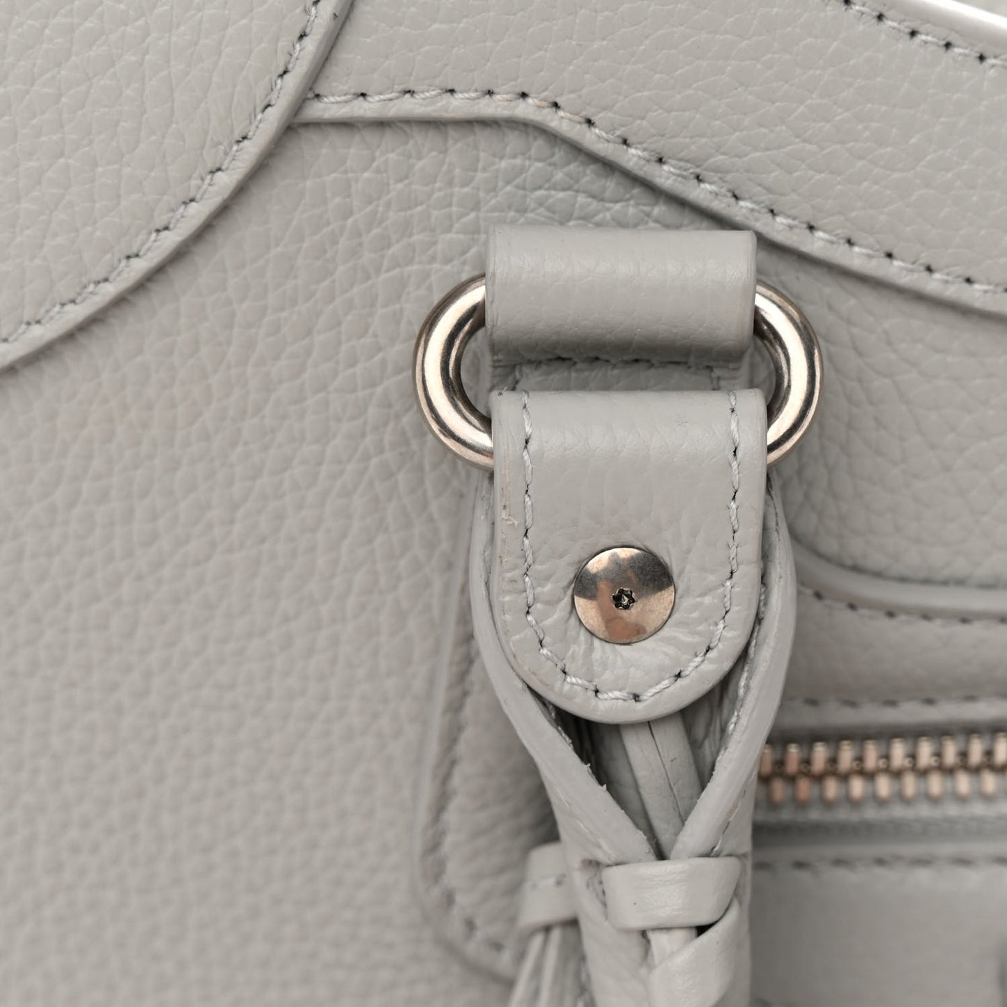 Grained Calfskin Silver Hardware Neo Classic City Light Grey