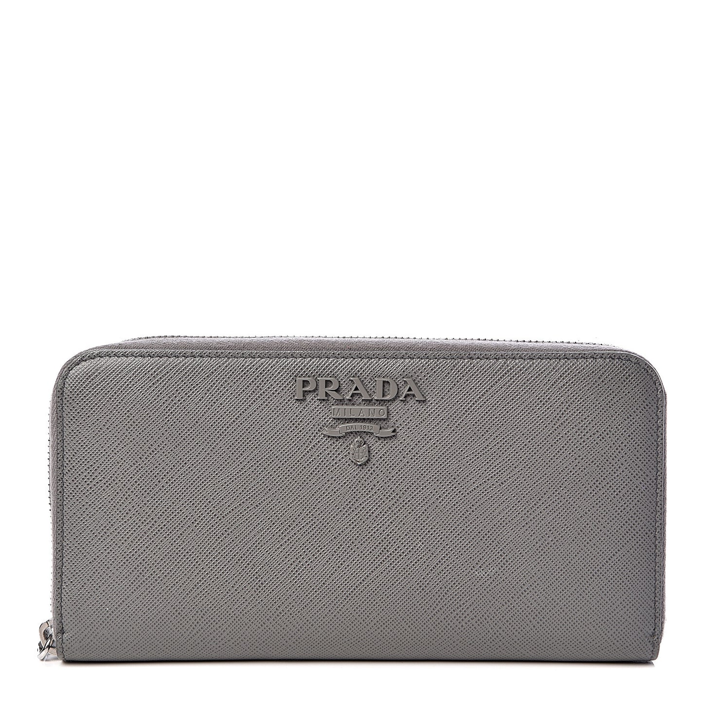 Saffiano Shine Monochrome Zip Around Wallet Grey