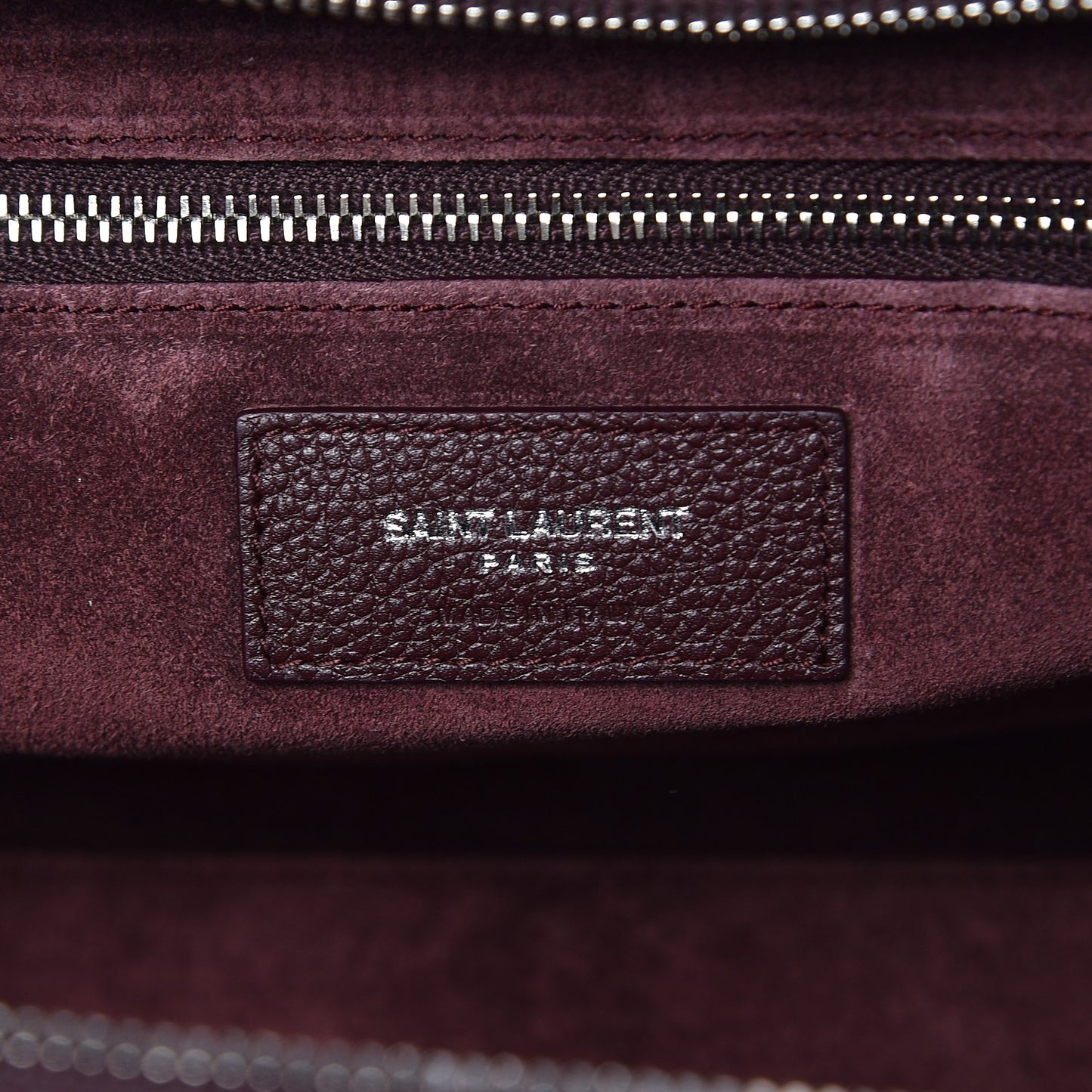 Grained Calfskin Small Cabas Rive Gauche Amaranto